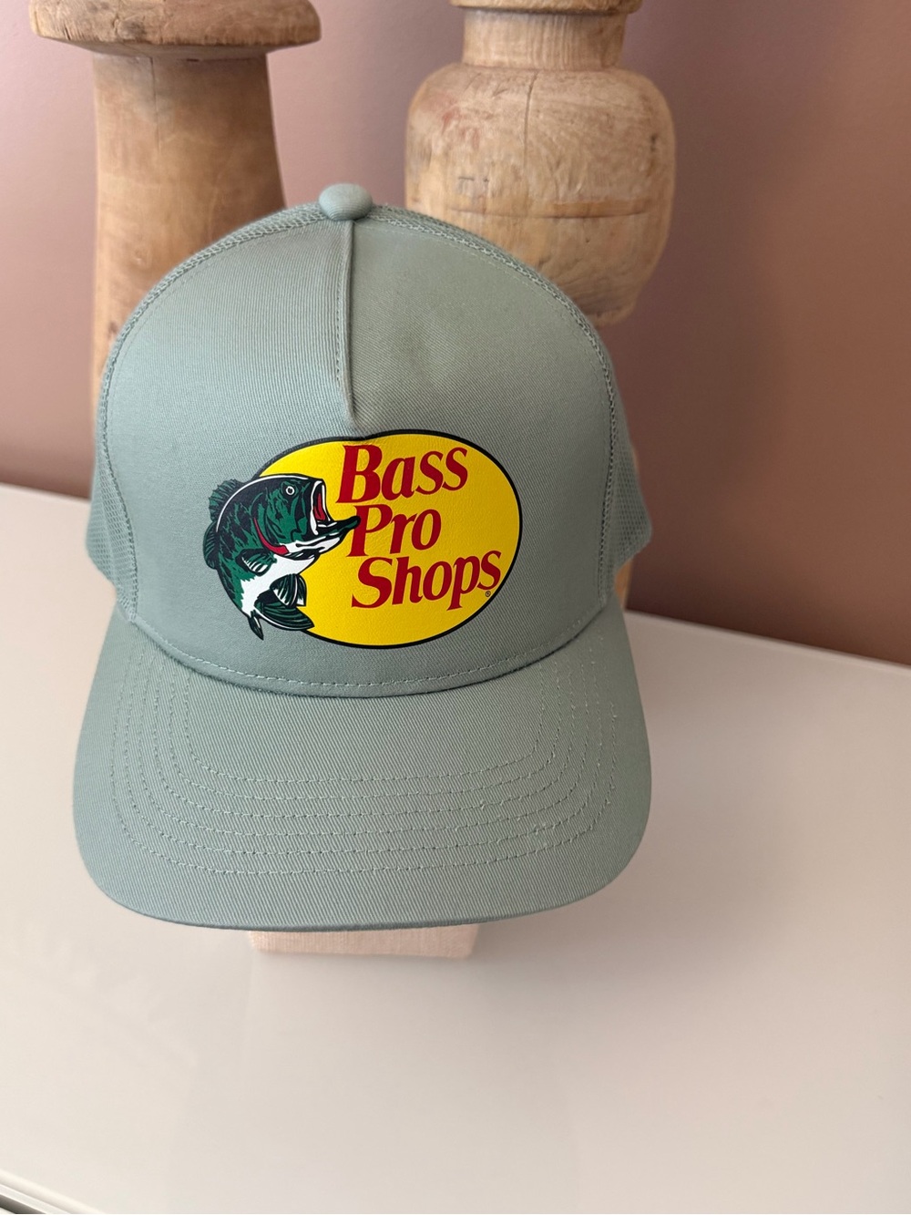 Bass Pro Shops Sage Green Patch Logo Trucker Hat